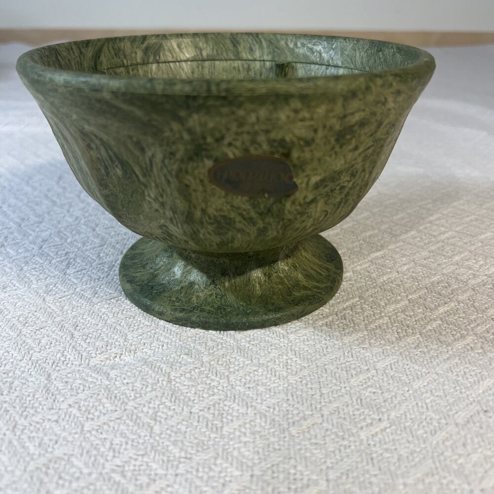 Fronzwood Planter Green And White Pedestal. 6”W X 4”T Vintage Authentic